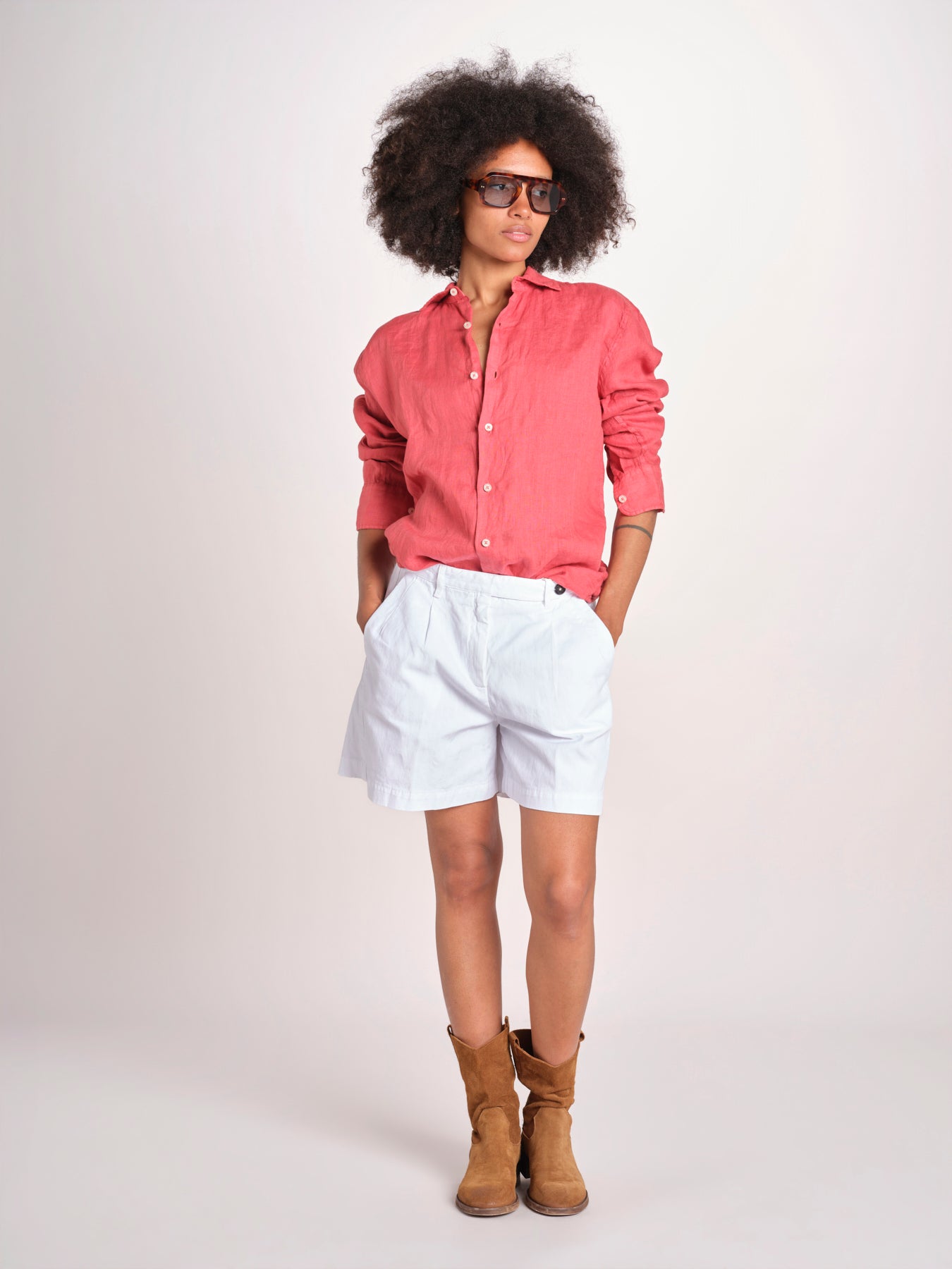 Camicia maschile in lino M012 951 ROSSO milaura 