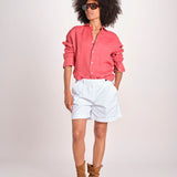 Camicia maschile in lino M012 951 ROSSO milaura 
