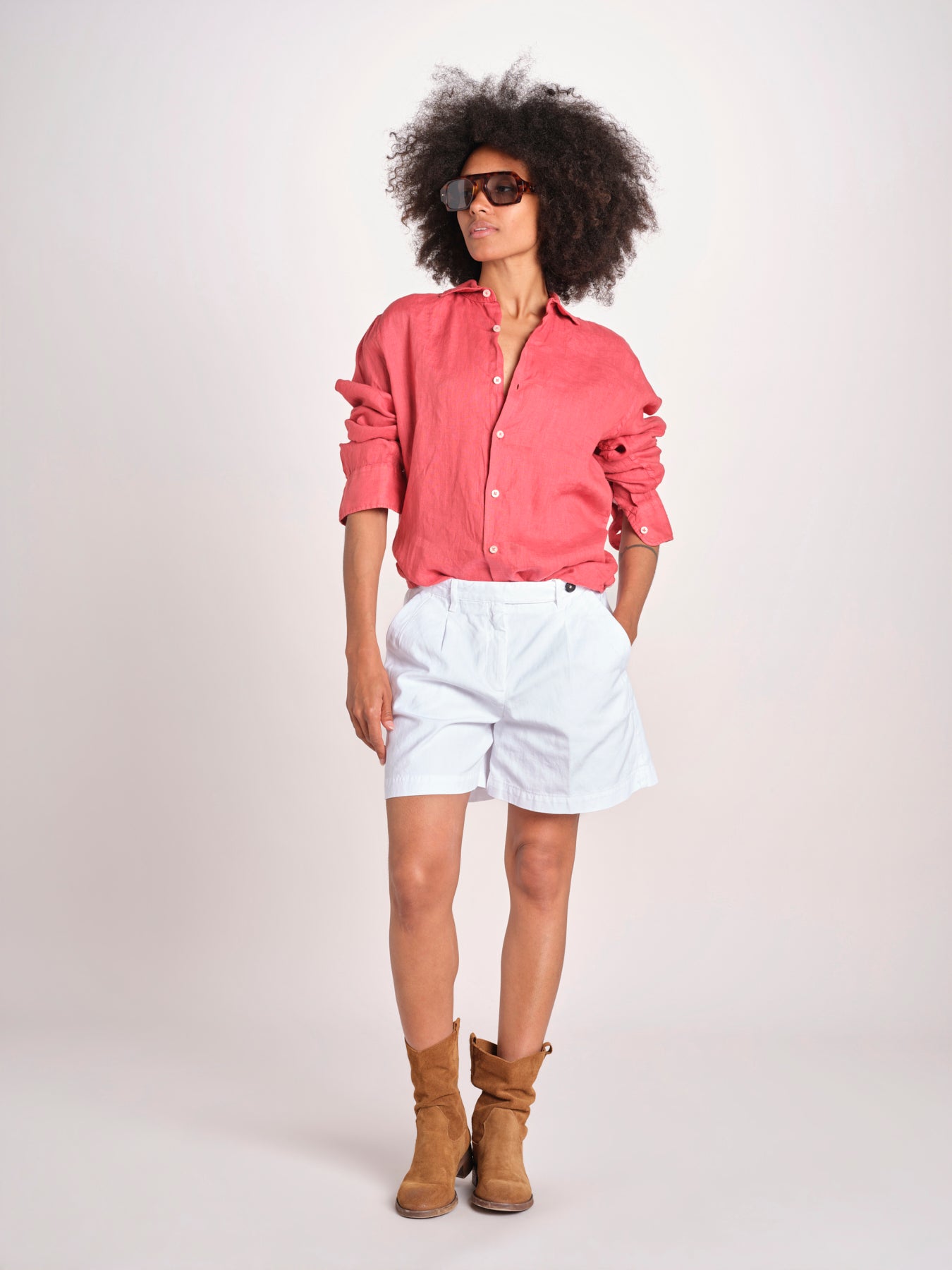 Camicia maschile in lino M012 951 ROSSO milaura 