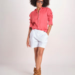 Camicia maschile in lino M012 951 ROSSO milaura 