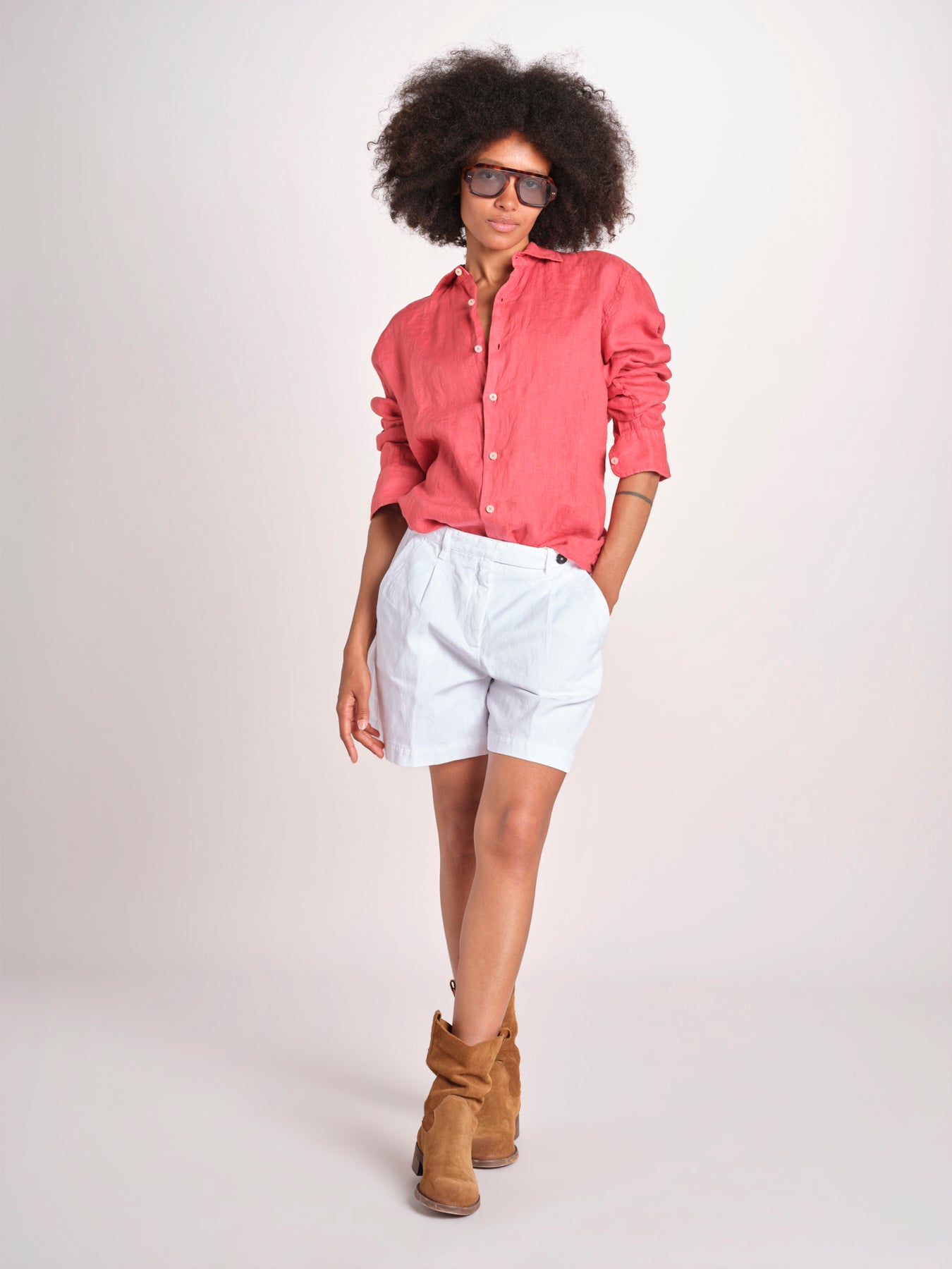 Camicia maschile in lino M012 951 ROSSO milaura 