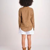 Camicia maschile in lino M012 973 CAPPUCCINO milaura 