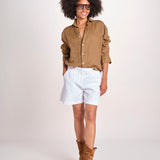 Camicia maschile in lino M012 973 CAPPUCCINO milaura 