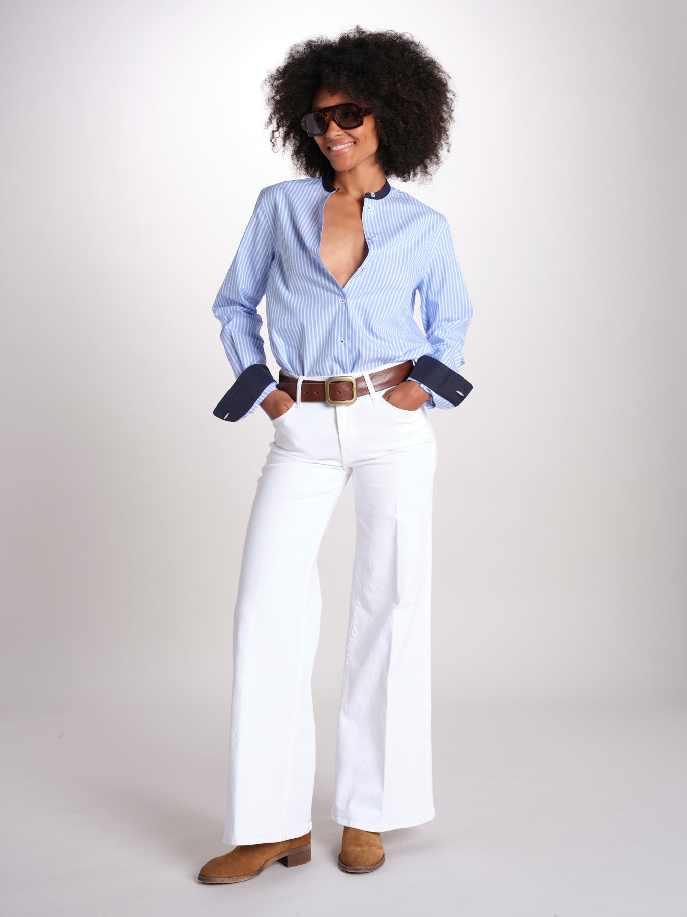 camicia a righe con collo guru MICA5630 BA milaura 