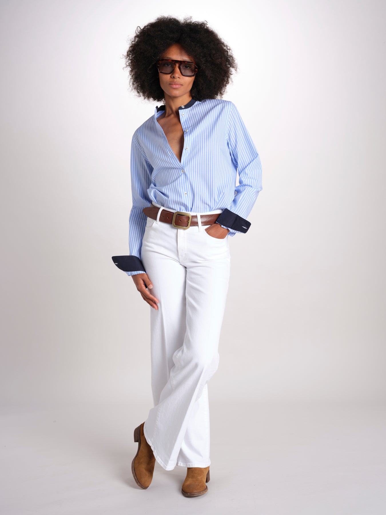 camicia a righe con collo guru MICA5630 BA milaura 