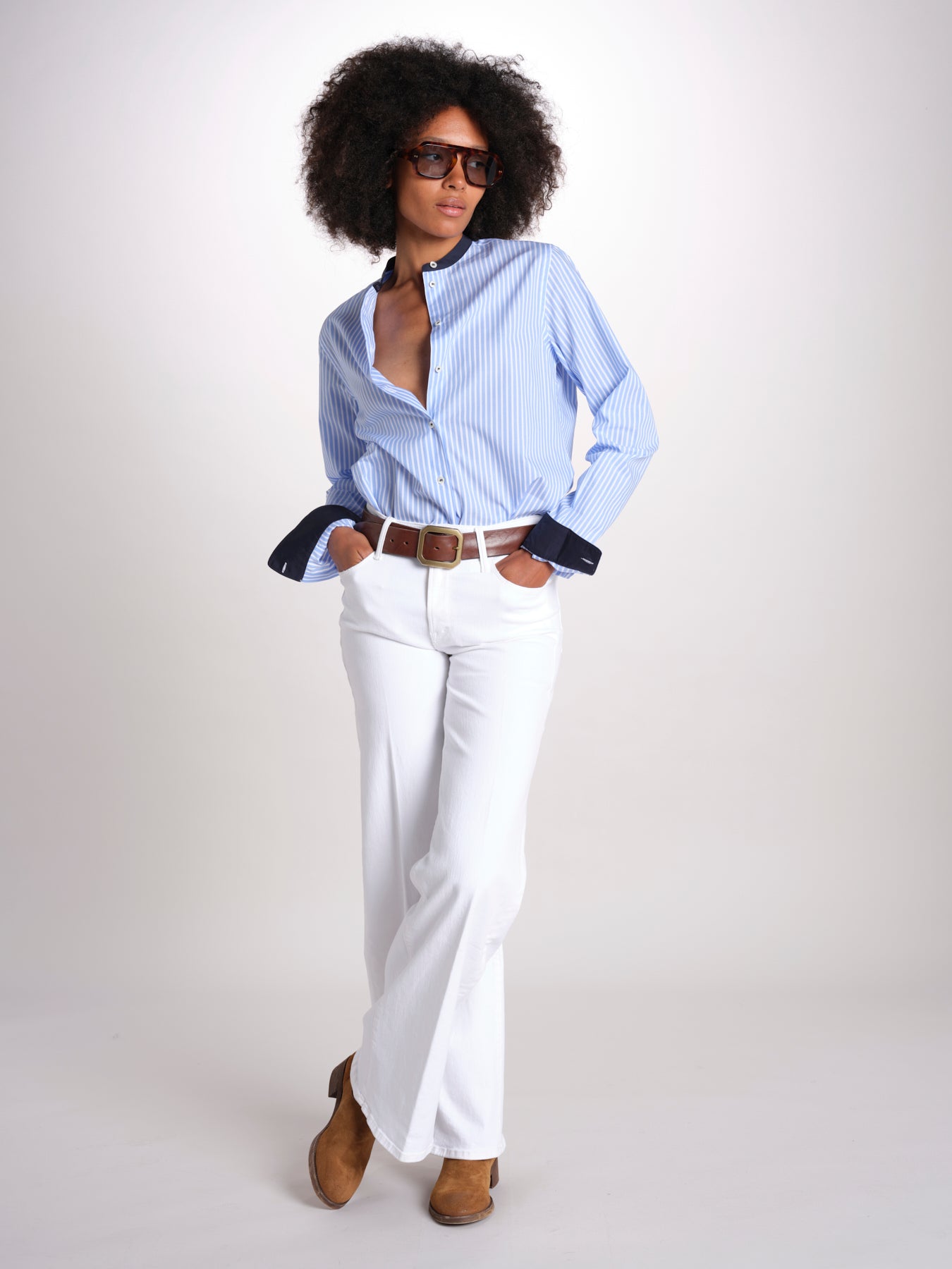 camicia a righe con collo guru MICA5630 BA milaura 