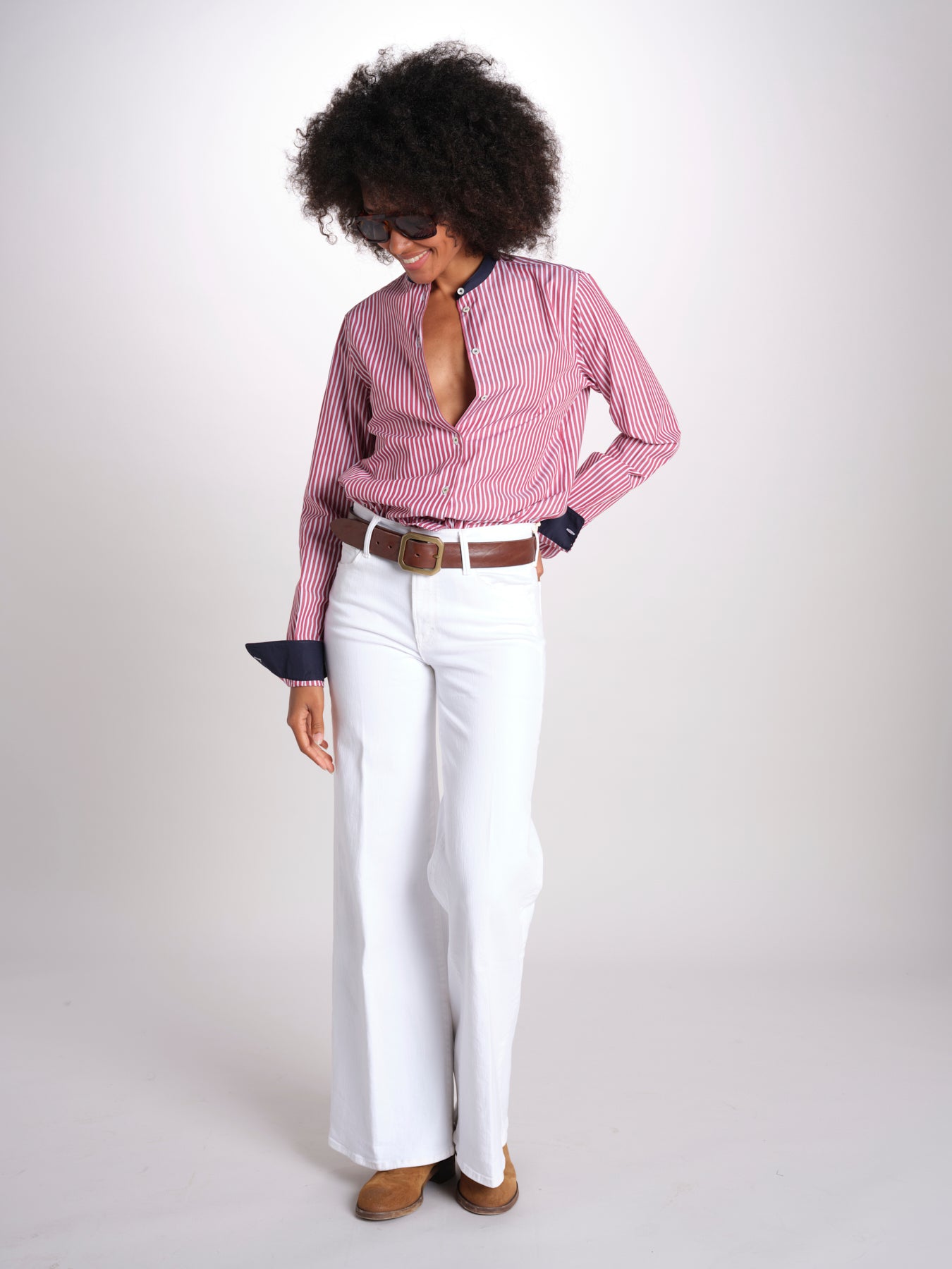camicia a righe con collo guru MICA5630 BB milaura 