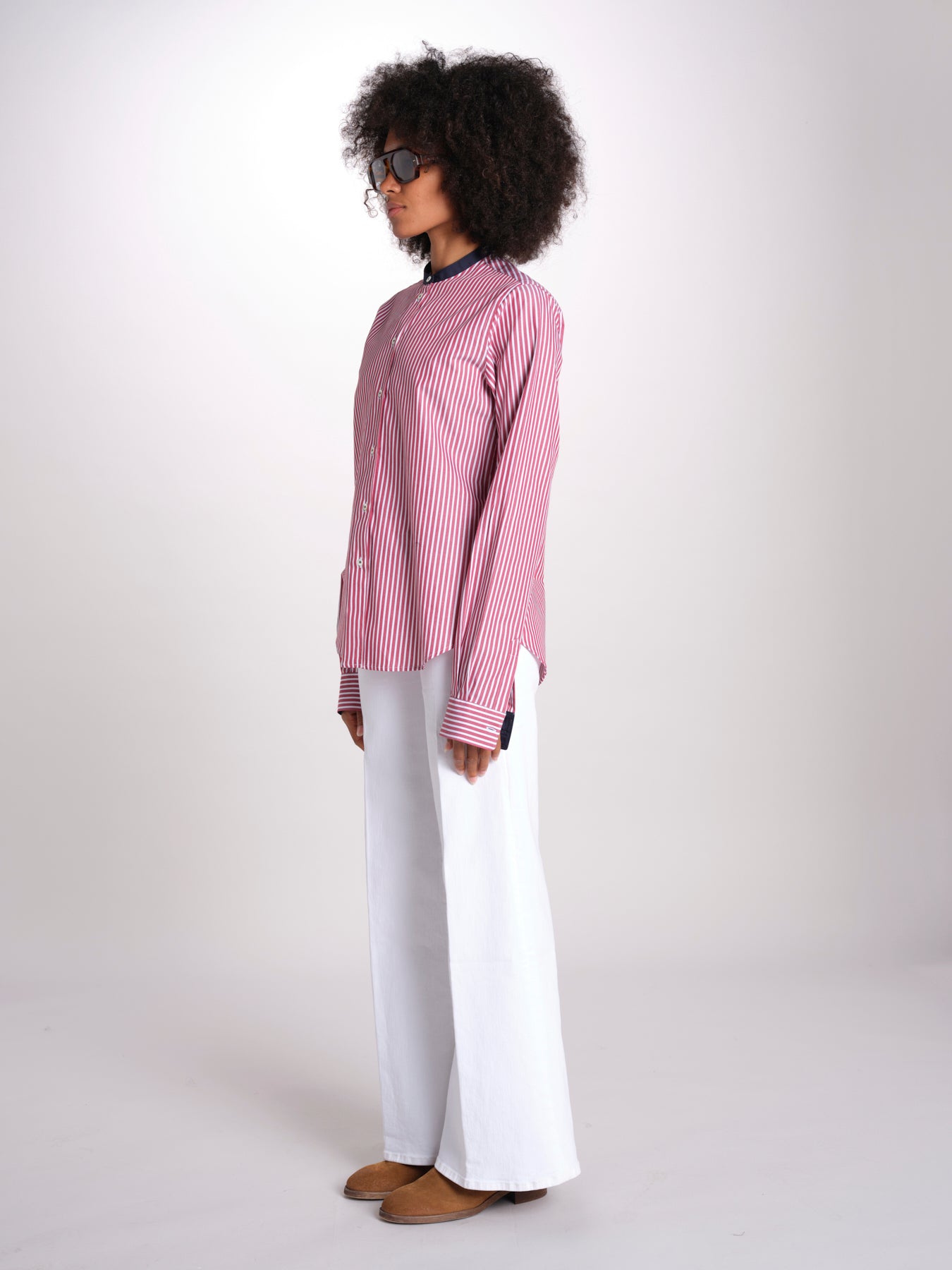 camicia a righe con collo guru MICA5630 BB milaura 