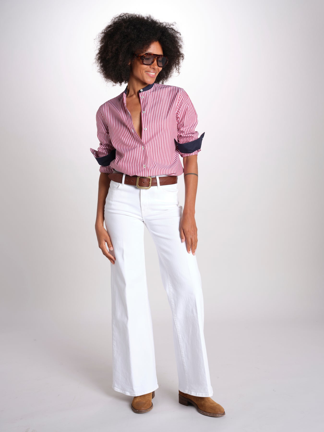 camicia a righe con collo guru MICA5630 BB milaura 