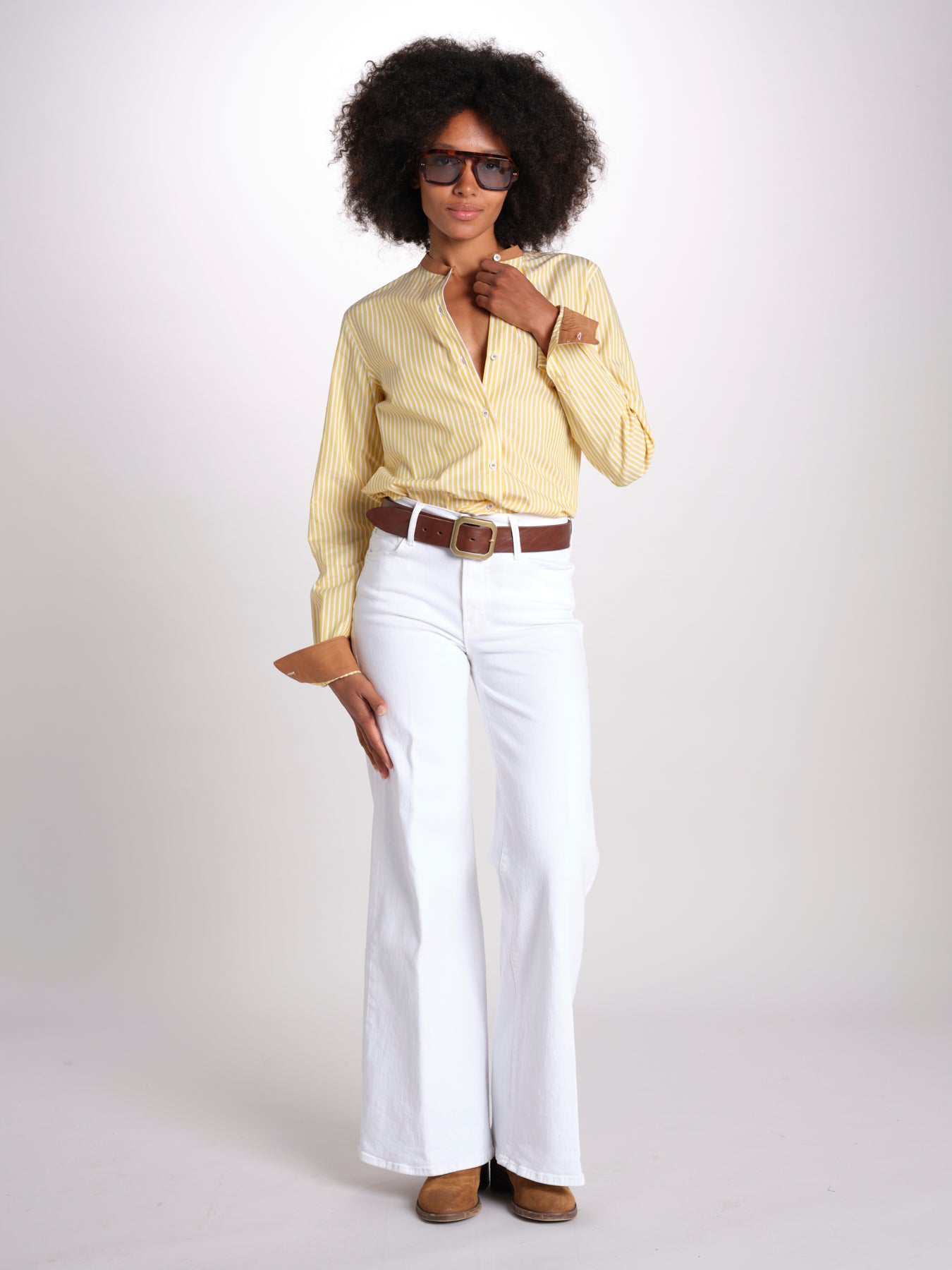 camicia a righe con collo guru MICA5630 BG milaura 