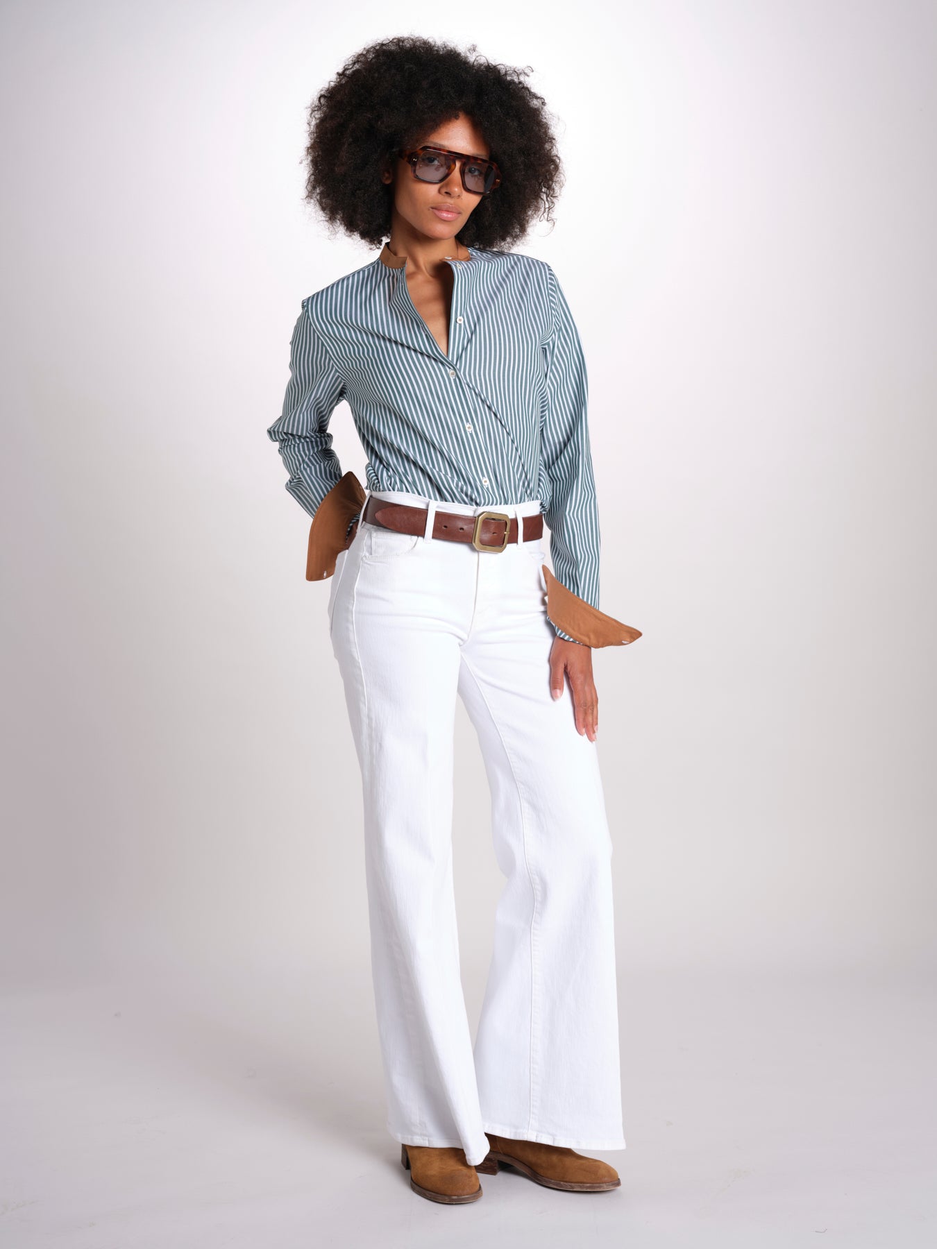 camicia a righe con collo guru MICA5630 BV milaura 