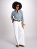 camicia a righe con collo guru