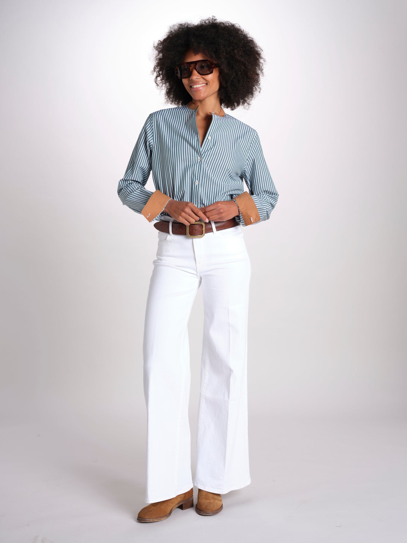 camicia a righe con collo guru MICA5630 BV milaura 