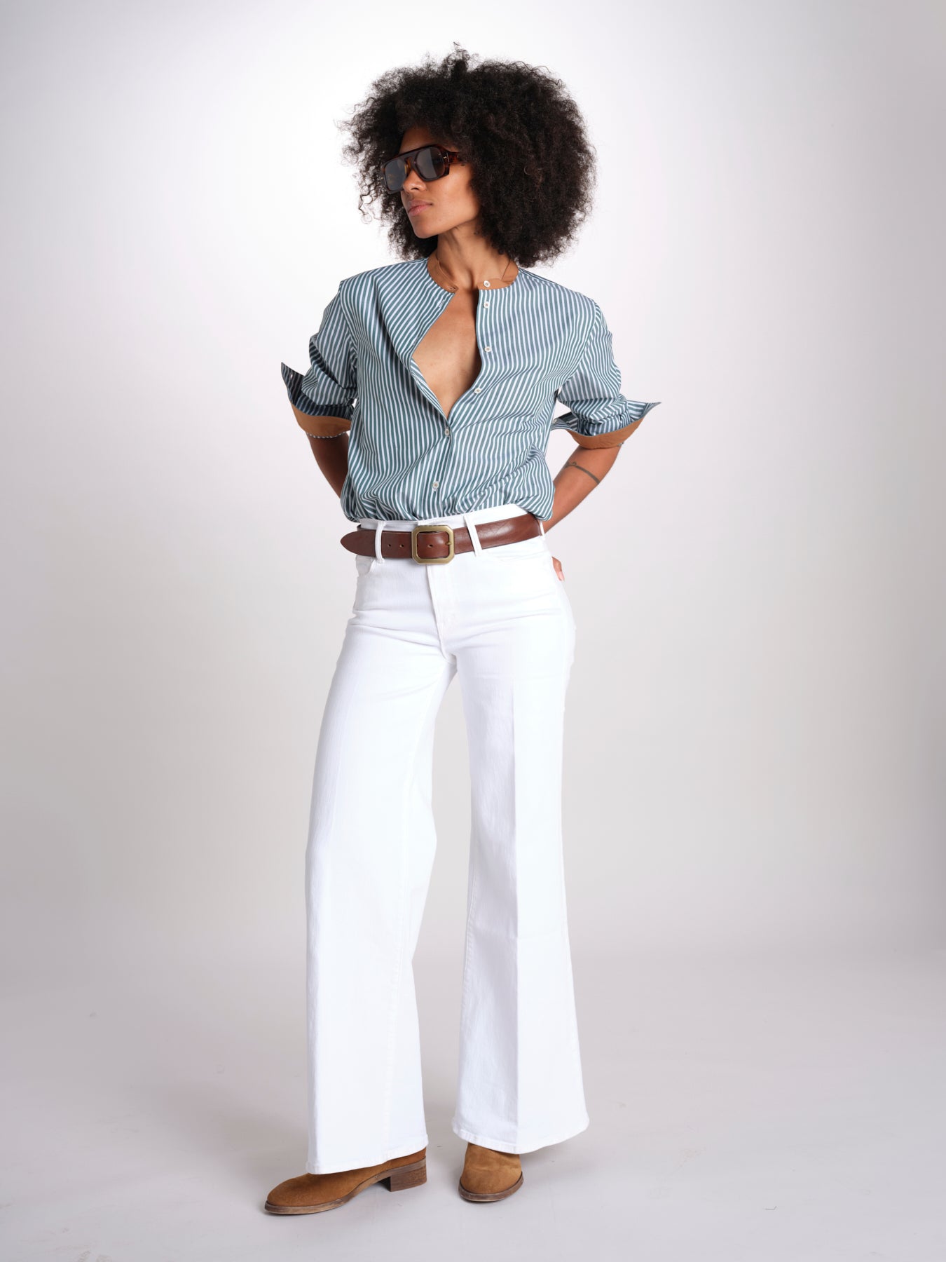 camicia a righe con collo guru MICA5630 BV milaura 