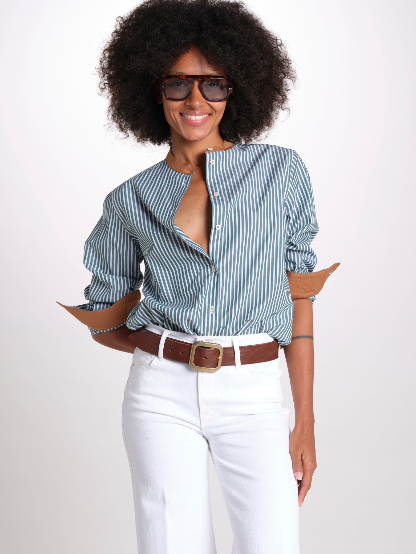camicia a righe con collo guru MICA5630 BV milaura 