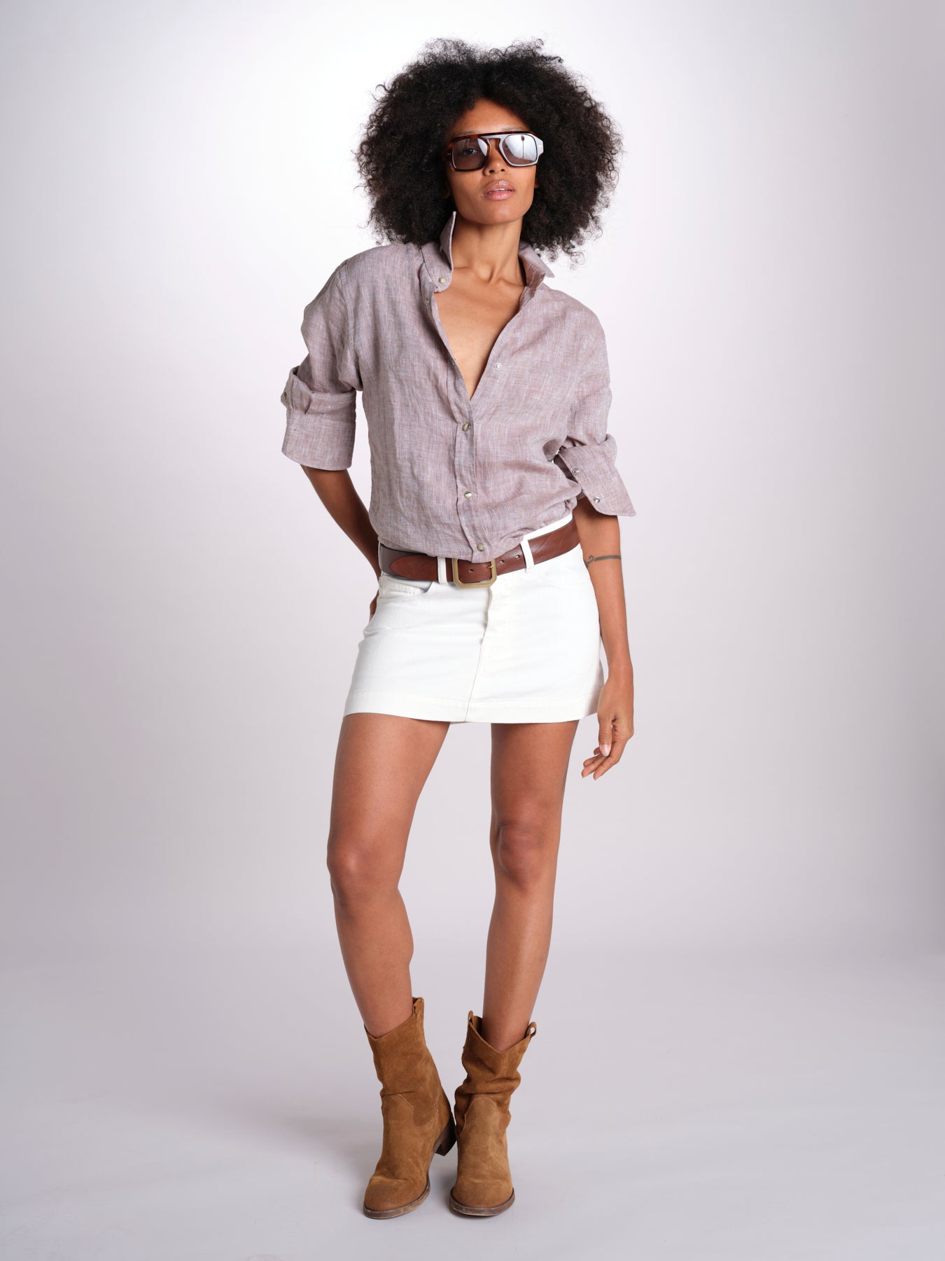 minigonna denim MIETTA C43 IVORY milaura 