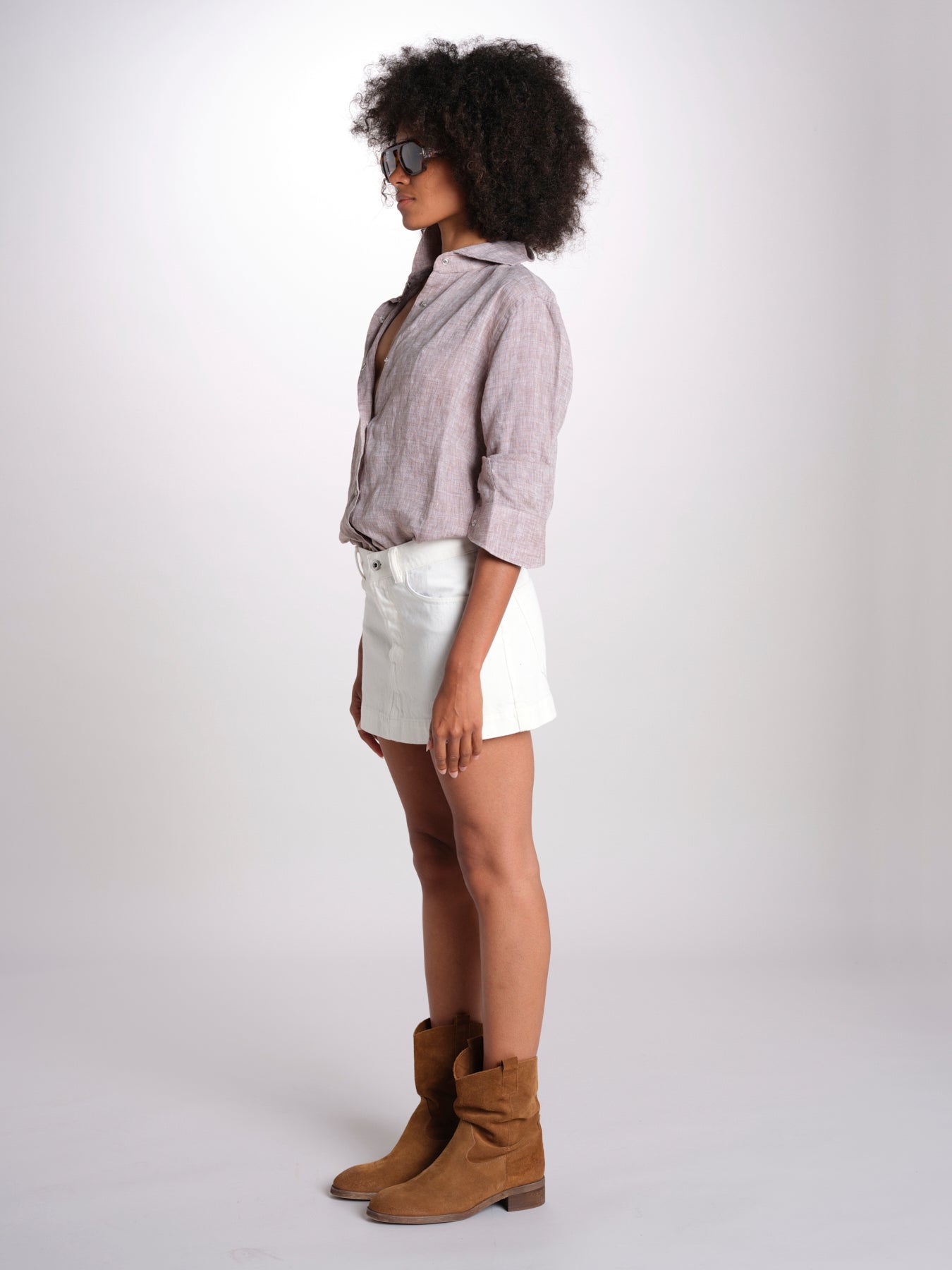 minigonna denim MIETTA C43 IVORY milaura 