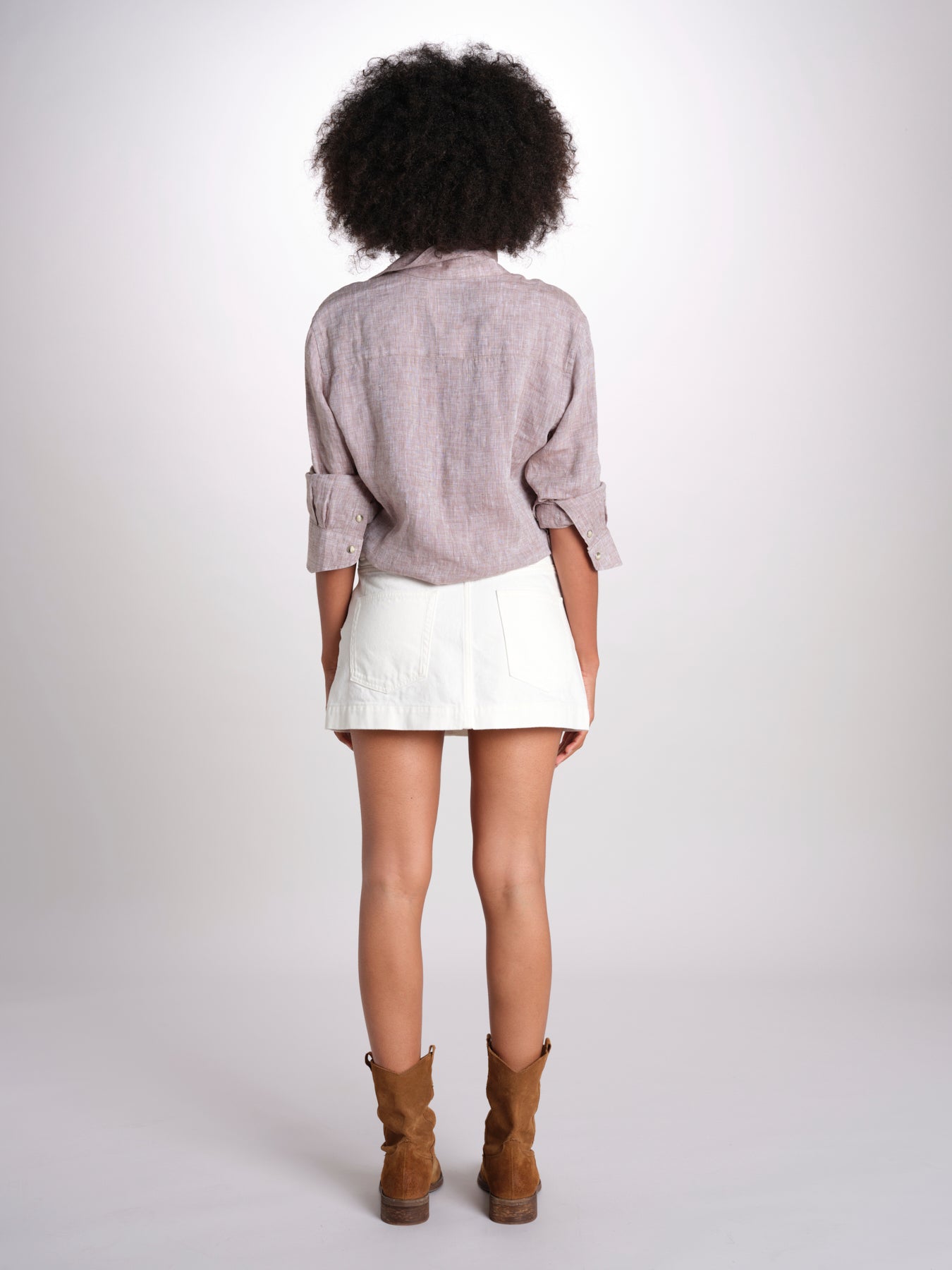 minigonna denim MIETTA C43 IVORY milaura 