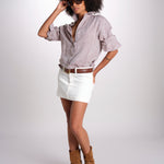 minigonna denim MIETTA C43 IVORY milaura 