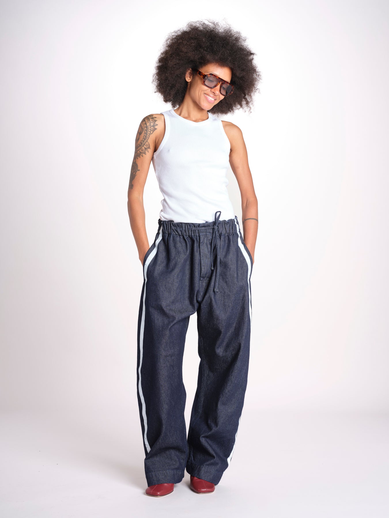 denim con coulisse e bande MILVA C44D DENIMBLU milaura 