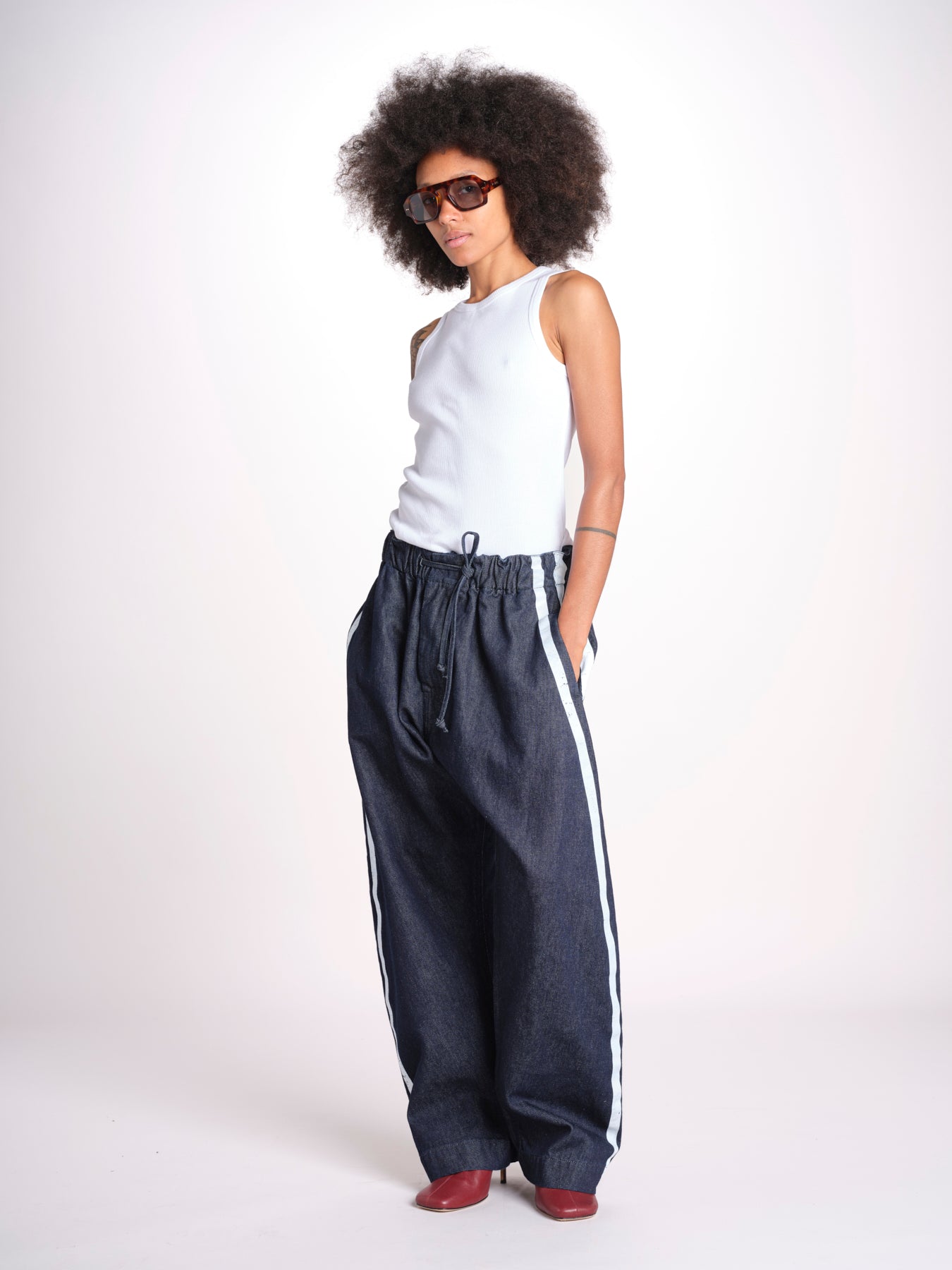 denim con coulisse e bande MILVA C44D DENIMBLU milaura 