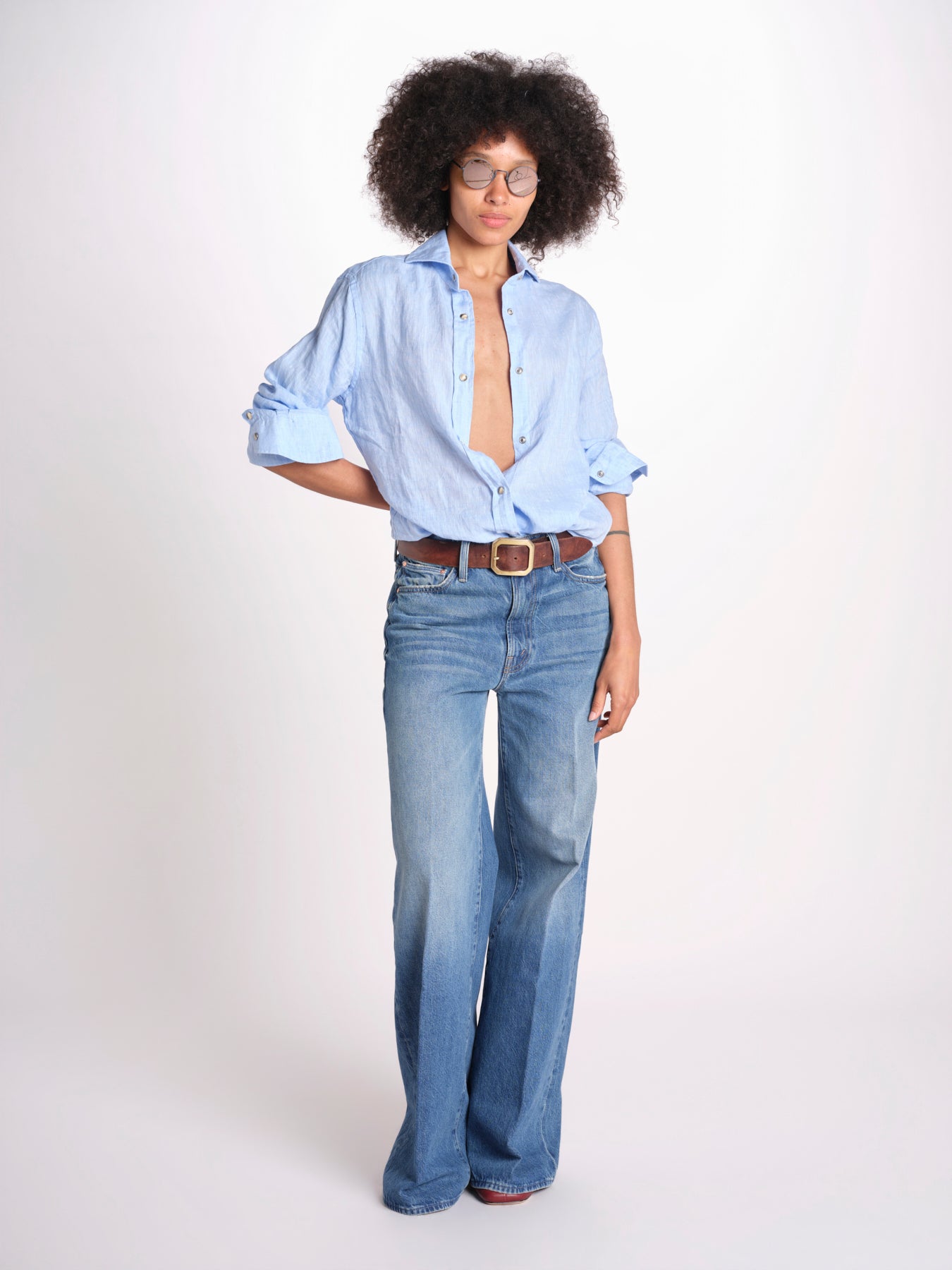 camicia uomo lino con automatici SABRILI AZZURRO milaura 