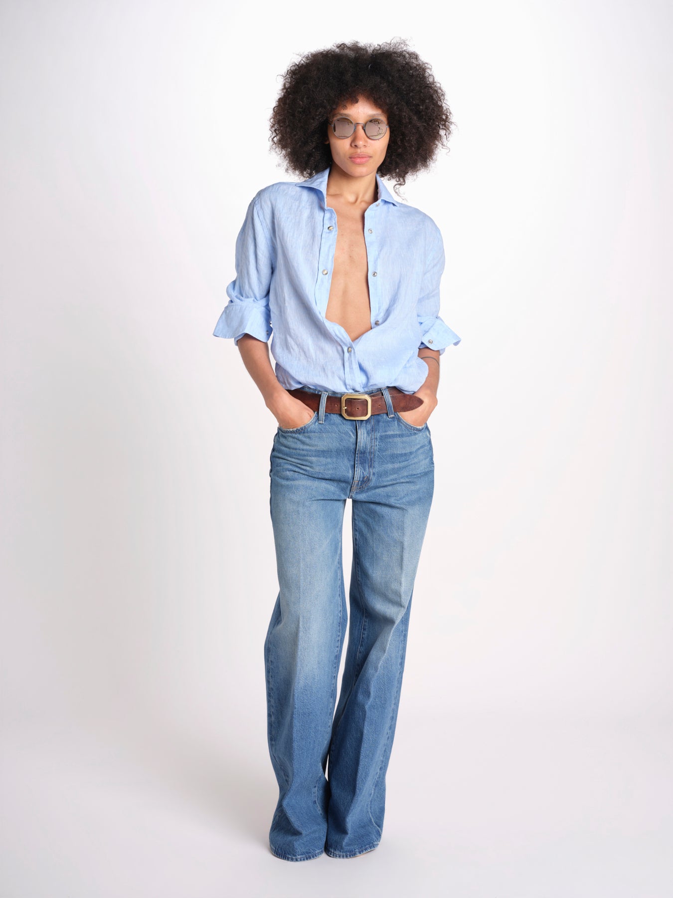 camicia uomo lino con automatici SABRILI AZZURRO milaura 
