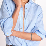 camicia uomo lino con automatici SABRILI AZZURRO milaura 