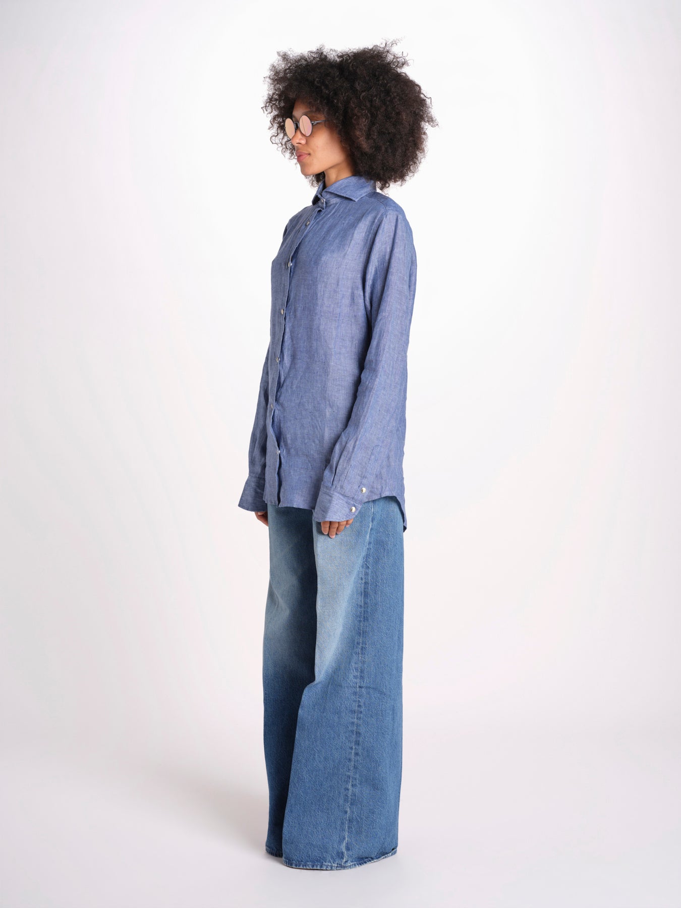 camicia uomo lino con automatici SABRILI DENIM milaura 