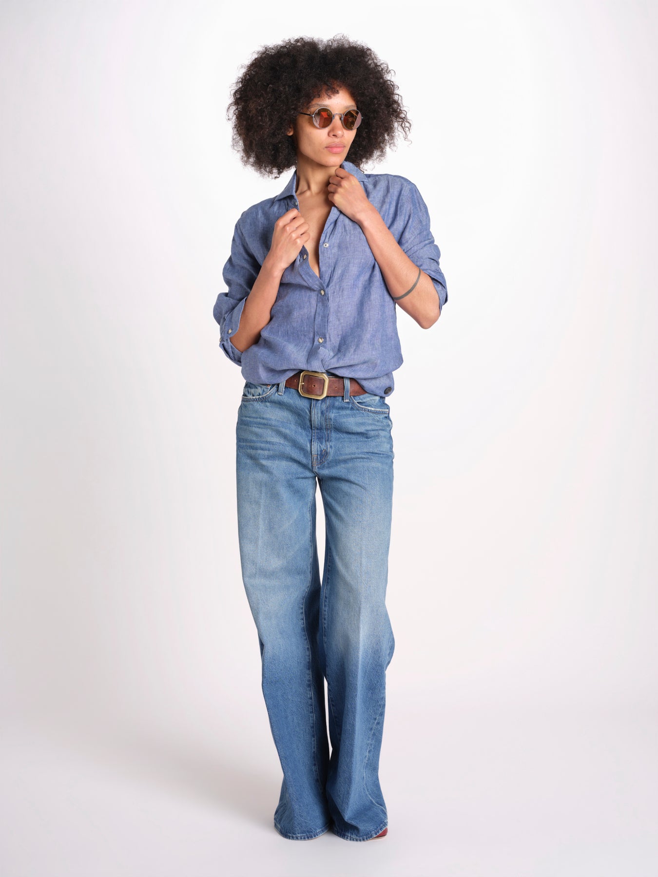 camicia uomo lino con automatici SABRILI DENIM milaura 