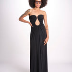 abito lungo con scollo cuore in jersey THE FLORENCE CR339 BLACK misha 