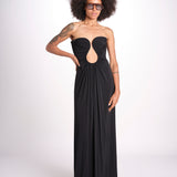 abito lungo con scollo cuore in jersey THE FLORENCE CR339 BLACK misha 