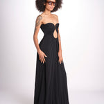 abito lungo con scollo cuore in jersey THE FLORENCE CR339 BLACK misha 