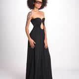 abito lungo con scollo cuore in jersey THE FLORENCE CR339 BLACK misha 