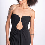abito lungo con scollo cuore in jersey THE FLORENCE CR339 BLACK misha 