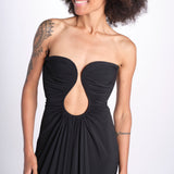 abito lungo con scollo cuore in jersey THE FLORENCE CR339 BLACK misha 