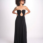 abito lungo con scollo cuore in jersey THE FLORENCE CR339 BLACK misha 