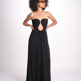 abito lungo con scollo cuore in jersey THE FLORENCE CR339 BLACK misha 