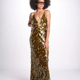 abito in paillettes THE SAPHIRE OLIVE misha 