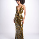 abito in paillettes THE SAPHIRE OLIVE misha 