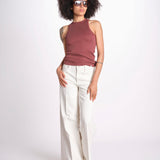 denim largo con olrlo alto 12328-753 THE MID RISE HEADLINER SNEAK CFS CREAM PUFFS mother 