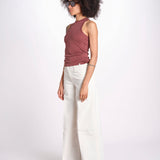 denim largo con olrlo alto 12328-753 THE MID RISE HEADLINER SNEAK CFS CREAM PUFFS mother 