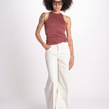 denim largo con olrlo alto 12328-753 THE MID RISE HEADLINER SNEAK CFS CREAM PUFFS mother 
