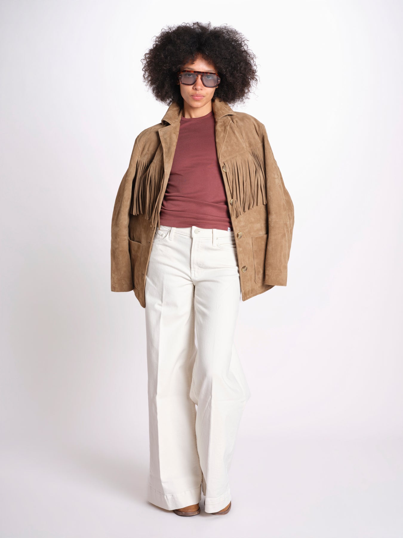 denim largo con olrlo alto 12328-753 THE MID RISE HEADLINER SNEAK CFS CREAM PUFFS mother 