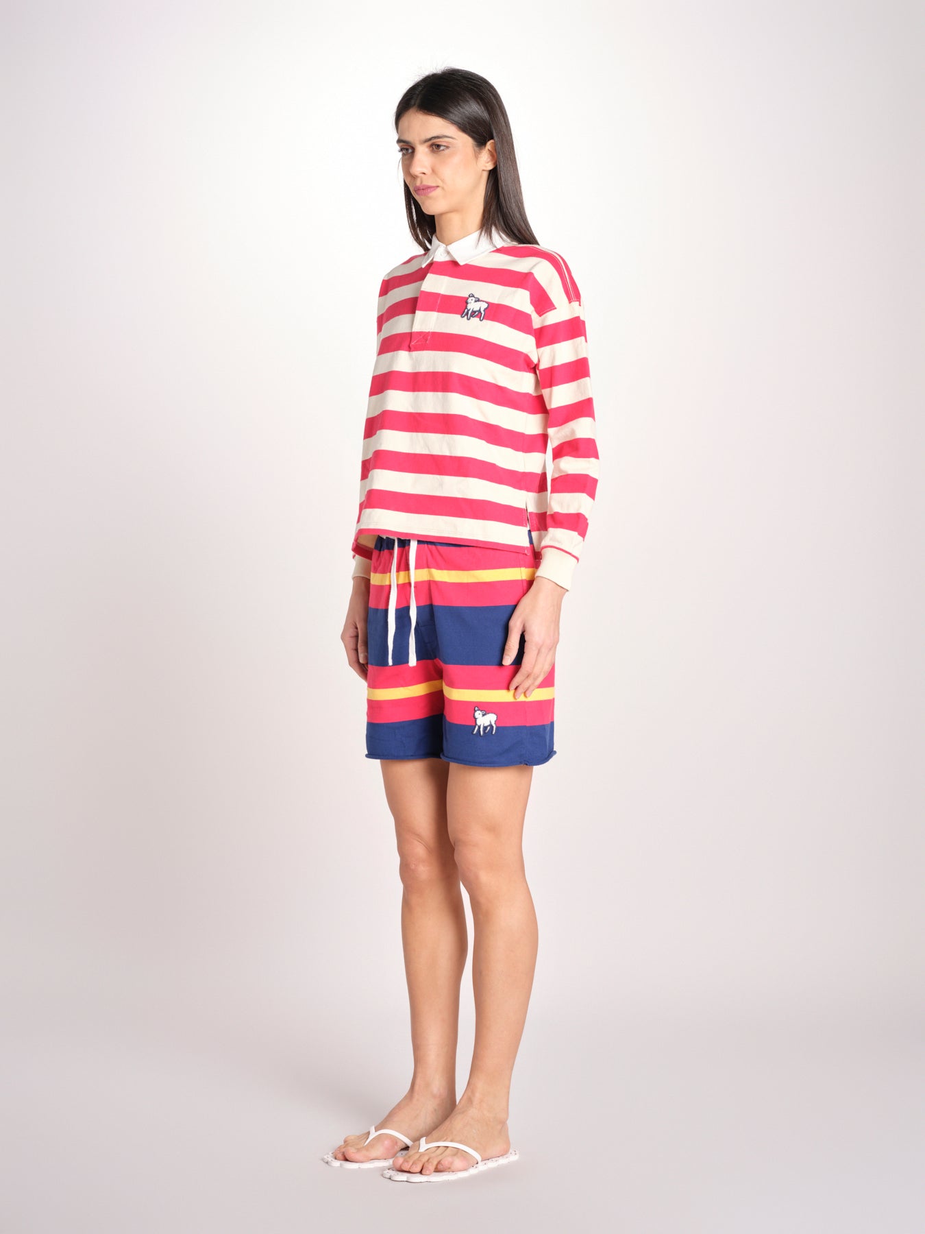 polo a righe maniche lunghe 8475-2020 THE BOXY MATCH GOR TANGO RED.CREAM mother 