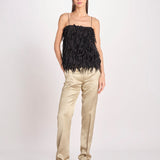 pantalone in shantung B033-5980-1186 KAKI CHIARO n21 