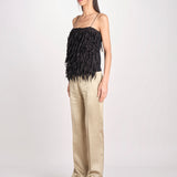 pantalone in shantung B033-5980-1186 KAKI CHIARO n21 
