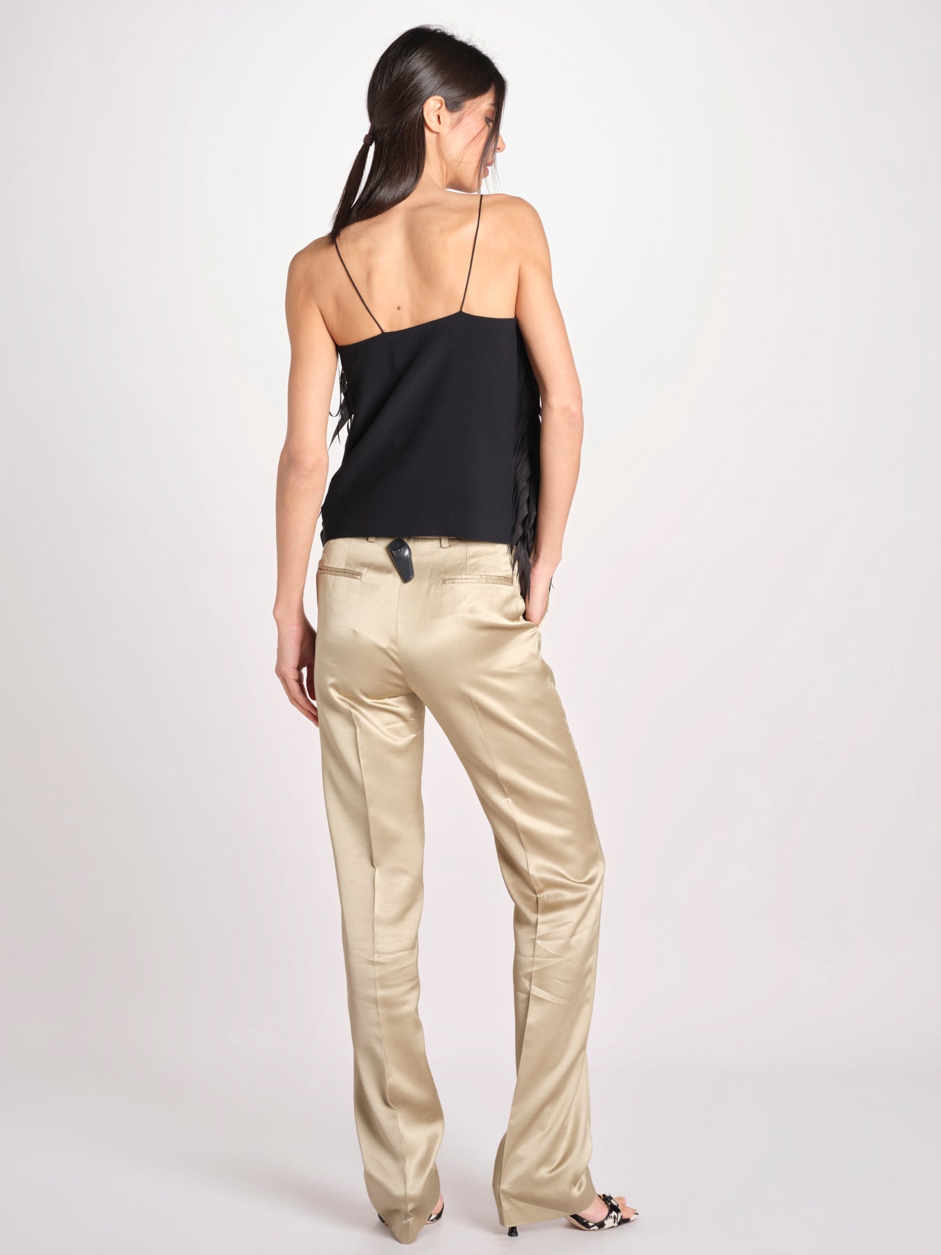 pantalone in shantung B033-5980-1186 KAKI CHIARO n21 