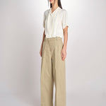 pantalone in canvas con pinces B042-02152-1186 KAKI CHIARO n21 