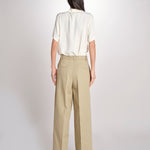 pantalone in canvas con pinces B042-02152-1186 KAKI CHIARO n21 